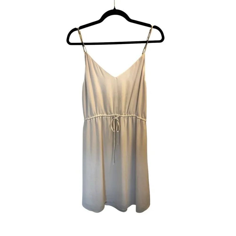 Babaton Aritzia cream beige tie waist dress size medium